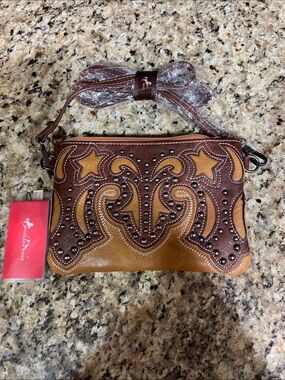 Montana West Brown & Tan Western Studded Crossbody